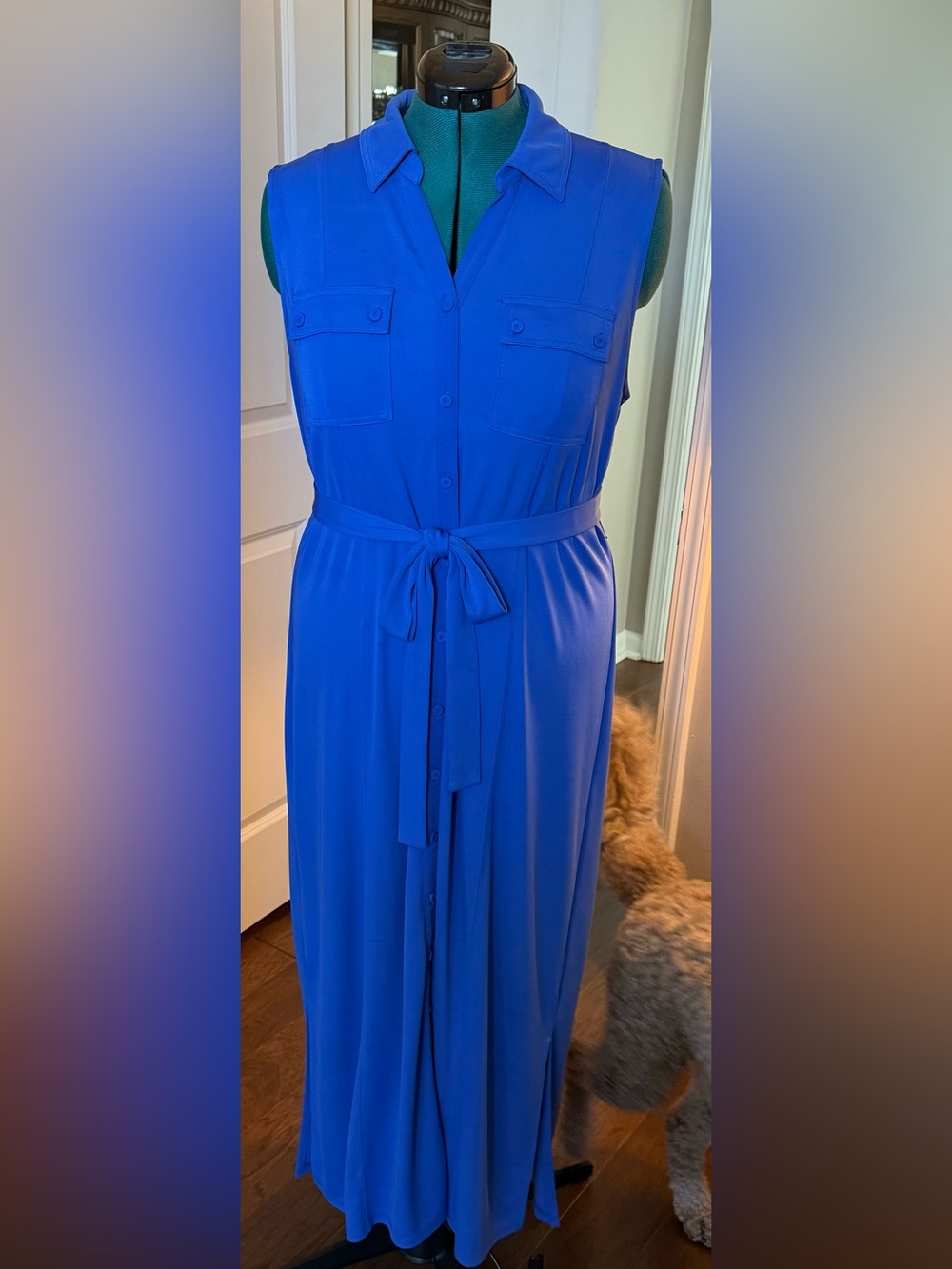 Talbots Sleeveless Shirt Dress in Cobalt Blue